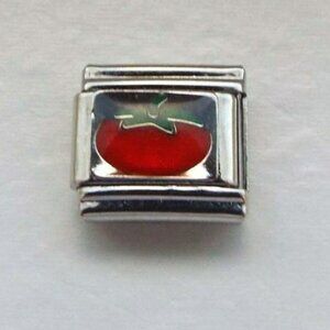 Red enamel tomato fruit 9mm stainless steel italian charm bracelet link new